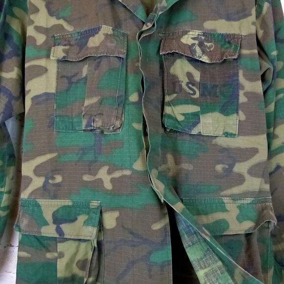 VTG Military USMC Shirt M RDF ERDL Camo 70s Jungle Coat Hot Weather Ripstop - Picture 7 of 15